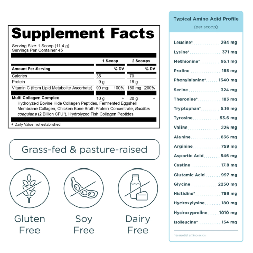 Colágeno Ancient Nutrition - información nutricional