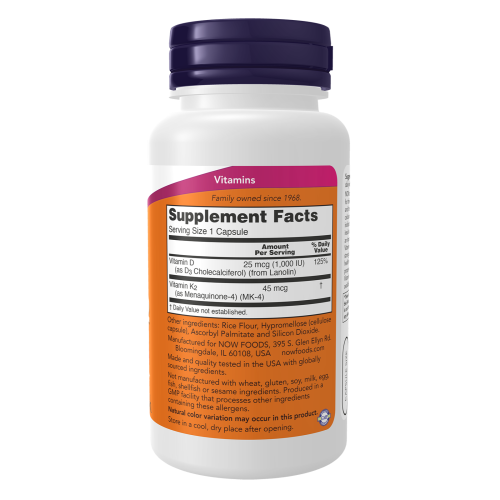 Vitamina D-3 / K-2 etiqueta nutricional  