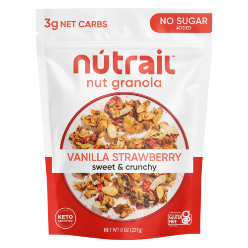 Granola de vainilla y fresas