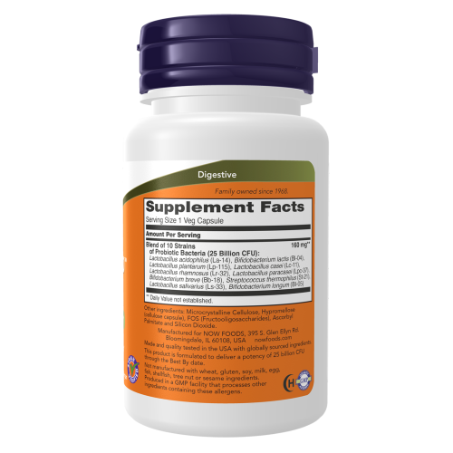 NOW Probioticos etiqueta nutricional