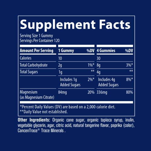 Gomitas de citrato de magnesio mandarina - información nutricional