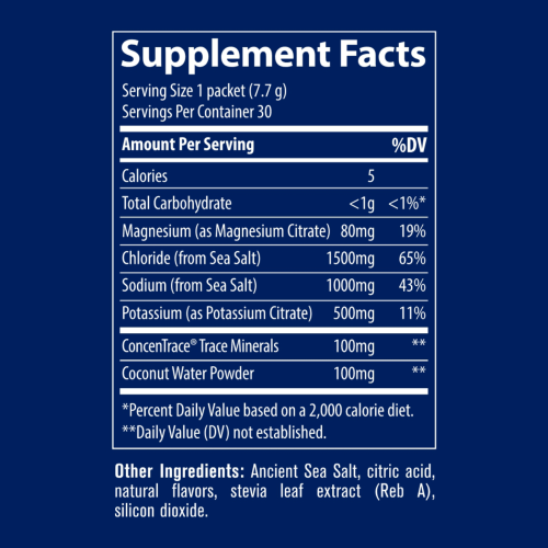 ZeroLyte Cítrico Salado - Electrolitos alto en sodio - información nutricional